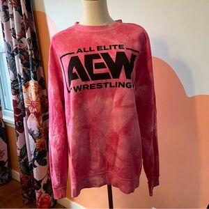 aew pink tie dye sweatshirt size m